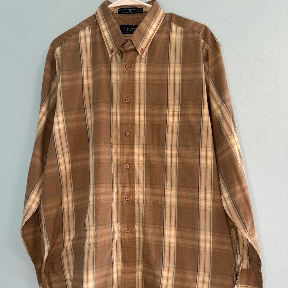 Levi XL Brown/Cream Long Sleeve button down